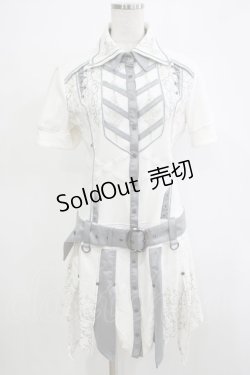 画像1: Ozz Croce / プリント刺繍イレギュラーチュニックシャツ  白×グレー H-25-11-20-065-OO-OP-KB-ZH