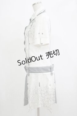 画像2: Ozz Croce / プリント刺繍イレギュラーチュニックシャツ  白×グレー H-25-11-20-065-OO-OP-KB-ZH