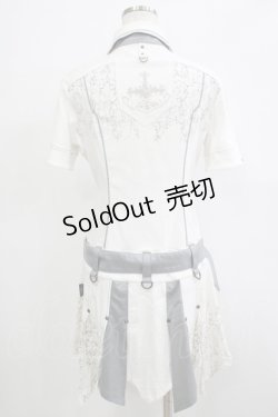 画像3: Ozz Croce / プリント刺繍イレギュラーチュニックシャツ  白×グレー H-25-11-20-065-OO-OP-KB-ZH