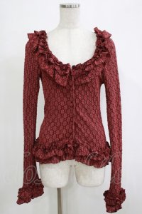 ATELIER PIERROT / レースフリルカーディガン  ボルドー H-25-11-20-067-EL-TO-KB-ZH