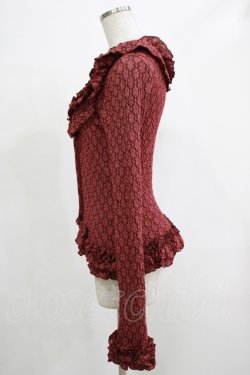 画像2: ATELIER PIERROT / レースフリルカーディガン  ボルドー H-25-11-20-067-EL-TO-KB-ZH