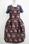 Jane Marple / ローズボーダージャガードワンピース  ボルドー×ネイビー H-25-11-20-009-JM-OP-KB-ZH