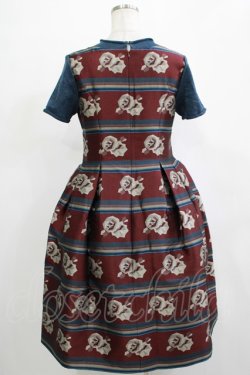 画像3: Jane Marple / ローズボーダージャガードワンピース  ボルドー×ネイビー H-25-11-20-009-JM-OP-KB-ZH