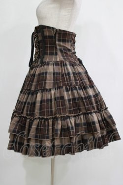 画像2: ATELIER PIERROT / チェックフリルコルセットスカート  ブラウン H-25-11-20-002-EL-SK-KB-ZH