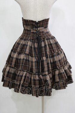 画像3: ATELIER PIERROT / チェックフリルコルセットスカート  ブラウン H-25-11-20-002-EL-SK-KB-ZH