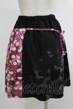 画像3: gouk / 和柄プリーツ切替スカート  黒×紫 H-25-11-20-022-GO-SK-KB-ZH