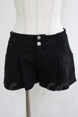 画像1: Ozz Croce / 刺繍ショートパンツ  ブラック H-25-11-20-025-OO-PA-KB-ZH