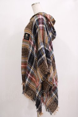 画像2: NieR Clothing / フード付きニットポンチョ  MIXカラーチェック H-25-11-21-1025-PU-JA-KB-ZH