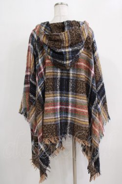 画像3: NieR Clothing / フード付きニットポンチョ  MIXカラーチェック H-25-11-21-1025-PU-JA-KB-ZH