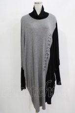 画像1: NieR CLOTHING / 配色ハイネックワンピース  グレー×ブラック H-25-11-21-1026-PU-OP-KB-ZH (1)