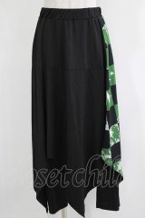NieR Clothing / レイヤード風スカートパンツ  黒×緑 H-25-11-21-1028-PU-SK-KB-ZH