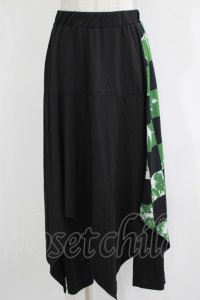 NieR Clothing / レイヤード風スカートパンツ  黒×緑 H-25-11-21-1028-PU-SK-KB-ZH