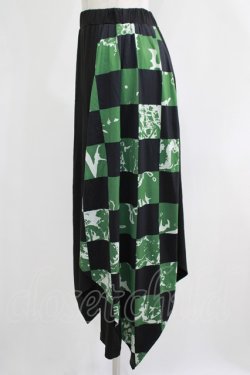 画像2: NieR Clothing / レイヤード風スカートパンツ  黒×緑 H-25-11-21-1028-PU-SK-KB-ZH