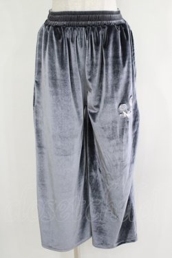 画像1: NieR Clothing / ロゴ刺繍ベロアパンツ  グレー H-25-11-21-1030-PU-PA-KB-ZH