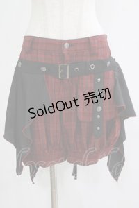 ALGONQUINS / フラップ付きチェックパンツ  赤×黒 H-25-11-21-1031-AL-PA-KB-ZH