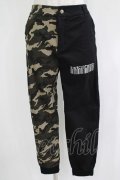 NieR Clothing / カモフラ柄切替パンツ  黒 H-25-11-21-1034-PU-PA-KB-ZH