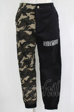画像1: NieR Clothing / カモフラ柄切替パンツ  黒 H-25-11-21-1034-PU-PA-KB-ZH
