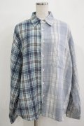 NieR Clothing / 切替チェックシャツ  ブルー H-25-11-21-1039-PU-BL-KB-ZH