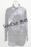 NieR CLOTHING / 総柄シャツ  グレー H-25-11-21-1040-PU-BL-KB-ZH