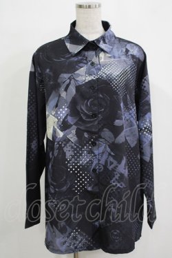 画像1: NieR Clothing / 総柄シャツ  グレー H-25-11-21-1040-PU-BL-KB-ZH