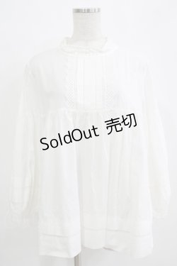 画像1: Jane Marple / Pleated Collar Tunic Blouse  ホワイト H-25-11-21-1046-JM-BL-KB-ZH