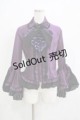 MARBLE / デコラティブネクタイ付き配色切り替え姫袖ブラウス  紫 H-25-11-21-1048-GO-BL-KB-ZH