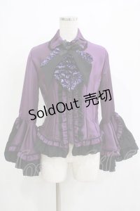 MARBLE / デコラティブネクタイ付き配色切り替え姫袖ブラウス  紫 H-25-11-21-1048-GO-BL-KB-ZH