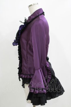 画像2: MARBLE / デコラティブネクタイ付き配色切り替え姫袖ブラウス  紫 H-25-11-21-1048-GO-BL-KB-ZH