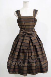 Jane Marple / ボーダージャガードのドレス  茶 H-25-11-21-1006-JM-OP-KB-ZH