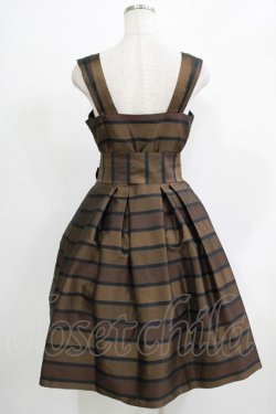 画像3: Jane Marple / ボーダージャガードのドレス  茶 H-25-11-21-1006-JM-OP-KB-ZH