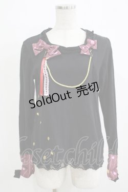 画像1: gouk / 和柄切替チャーム付カットソー  黒 H-25-11-21-1062-GO-TO-KB-ZH