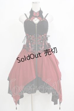 画像1: OZZ ANGELO / Capricious kittyホルタービスチェワンピース  黒×赤 H-25-11-21-1007-OO-OP-KB-ZH