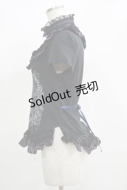 画像2: FRILL / ストライプフリルチョーカー付カットソー  ブラック H-25-11-21-1063-HN-TO-KB-ZH