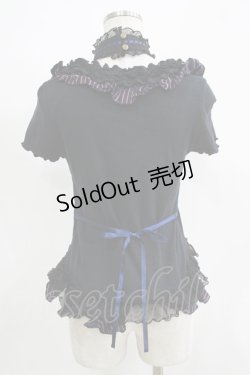 画像3: FRILL / ストライプフリルチョーカー付カットソー  ブラック H-25-11-21-1063-HN-TO-KB-ZH