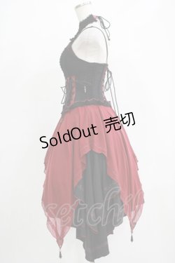 画像2: OZZ ANGELO / Capricious kittyホルタービスチェワンピース  黒×赤 H-25-11-21-1007-OO-OP-KB-ZH