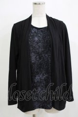 ALGONQUINS / レイヤード風プリント切替カットソー  ブラック H-25-11-21-1068-AL-TO-KB-ZH