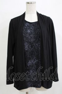 ALGONQUINS / レイヤード風プリント切替カットソー  ブラック H-25-11-21-1068-AL-TO-KB-ZH