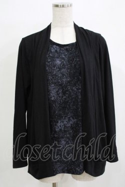 画像1: ALGONQUINS / レイヤード風プリント切替カットソー  ブラック H-25-11-21-1068-AL-TO-KB-ZH