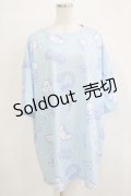 LISTEN FLAVOR / 8bitフルグラフィックビッグTシャツ F ライトブルー H-25-11-21-1069-PU-TO-KB-ZT1123H