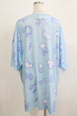 画像3: LISTEN FLAVOR / 8bitフルグラフィックビッグTシャツ F ライトブルー H-25-11-21-1069-PU-TO-KB-ZH