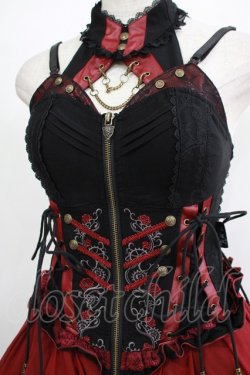 画像4: OZZ ANGELO / Capricious kittyホルタービスチェワンピース  黒×赤 H-25-11-21-1007-OO-OP-KB-ZH