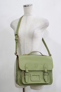 画像1: Jane Marple / Crownエンブレムのサッチェルバッグ  グリーン H-25-11-21-1071-JM-BG-KB-ZH