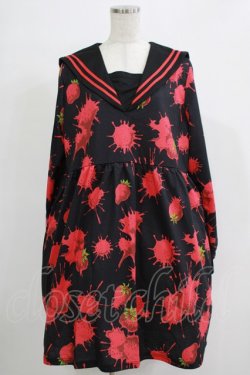 画像1: Drug Honey / ストロベリーブラッドセーラーワンピース  ブラック H-25-11-21-1009-PU-OP-KB-ZH