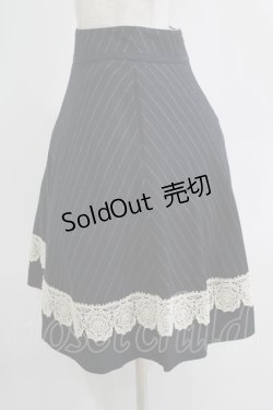 画像2: Jane Marple / ブリティッシュウールレーストリミングスカート  ネイビーストライプ H-25-11-21-1010-JM-SK-KB-ZH