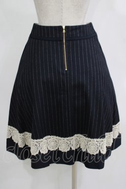 画像3: Jane Marple / ブリティッシュウールレーストリミングスカート  ネイビーストライプ H-25-11-21-1010-JM-SK-KB-ZH