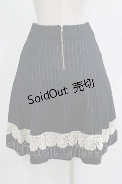 画像3: Jane Marple / ブリティッシュウールレーストリミングスカート  ネイビーストライプ H-25-11-21-1010-JM-SK-KB-ZH