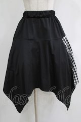 NieR Clothing / チェック切替イレギュラースカート  黒 H-25-11-21-1011-PU-SK-KB-ZH