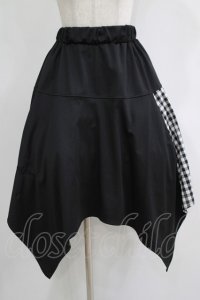 NieR Clothing / チェック切替イレギュラースカート  黒 H-25-11-21-1011-PU-SK-KB-ZH