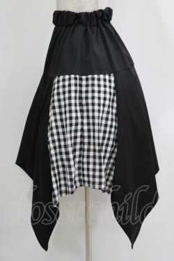 画像2: NieR Clothing / チェック切替イレギュラースカート  黒 H-25-11-21-1011-PU-SK-KB-ZH