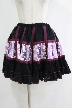 画像1: gouk / 和柄切替スカート  黒×紫 H-25-11-21-1016-GO-SK-KB-ZH